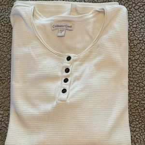 Ivory Coldwater Creek Henley with Lace XL